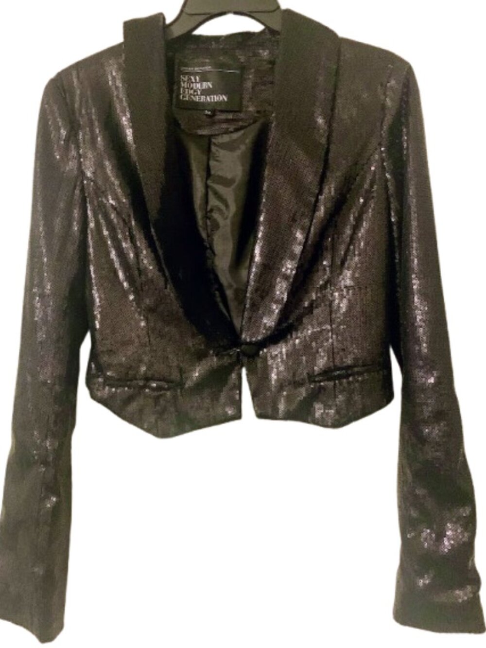 Cropped Black Sequin Jacket